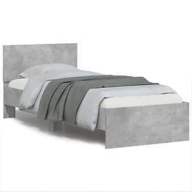vidaXL Bed Frame with headboard and LEDs concrete grey 90x200 cm