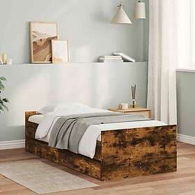 vidaXL Bed Frame with drawers smoked oak 90x200 cm