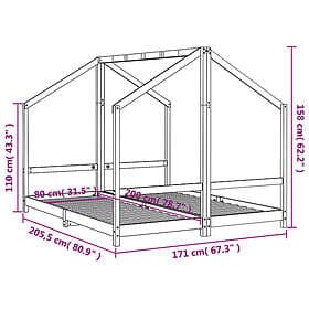 vidaXL Sängram för barnsäng vit 2x(80x200) cm massiv furu