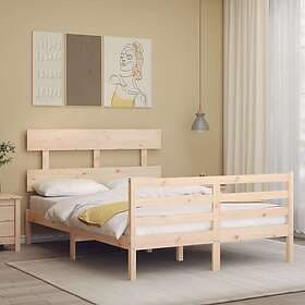 vidaXL Sängram med huvudgavel 140x190 cm massivt trä