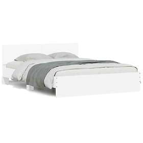 vidaXL Bed Frame with headboard and LED white 150x200 cm