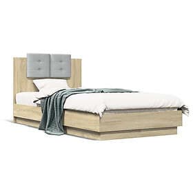 vidaXL Sängram med huvudgavel sonoma-ek 90x190 cm konstruerat trä