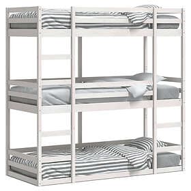 vidaXL Våningssäng 3 våningar vit 90x200 cm massiv furu