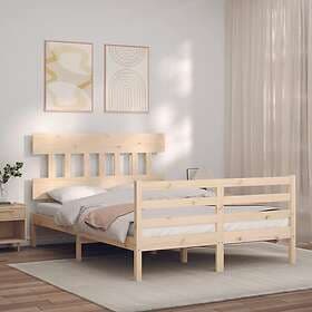 vidaXL Sängram med huvudgavel 140x190 cm massivt trä