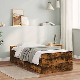 vidaXL Bed Frame with drawers smoked oak 100x200 cm