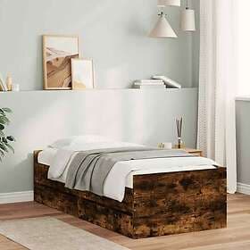 vidaXL Bed Frame with drawers smoked oak 100x200 cm