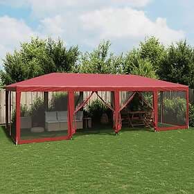 vidaXL Party Tent with 12 mesh sidewalls 8x4m HDPE Red