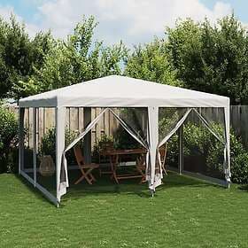 vidaXL Party Tent with 8 mesh sidewalls 4x4 m white HDPE