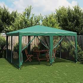 vidaXL Party Tent 4x4m HDPE Green with 8 Mesh Walls