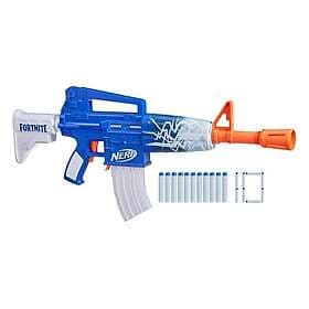 NERF Fortnite Blue Shock Dart Blaster, magasin med 10 darts, 10 Elite -darts, lå