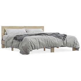 vidaXL Sängram sonoma-ek 200x200 cm konstruerat trä och metall
