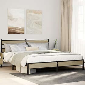 vidaXL Sängram utan madrass metall sonoma-ek 200x200 cm