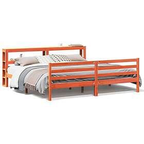 vidaXL Sängram utan madrass vaxbrun 180x200 cm massiv furu