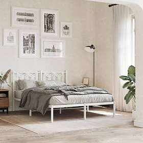 vidaXL Sängram med huvudgavel metall vit 140x190 cm
