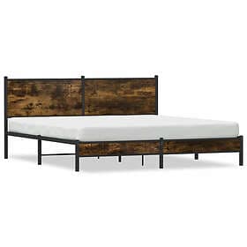 vidaXL Sängram utan madrass metall rökfärgad ek 160x200 cm