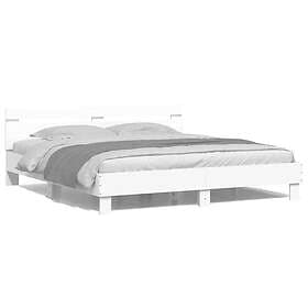 vidaXL Bed Frame with headboard and LED white 160x200 cm