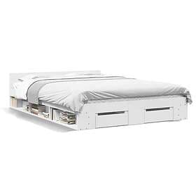 vidaXL Bed Frame with drawers white 150x200 cm engineered wood