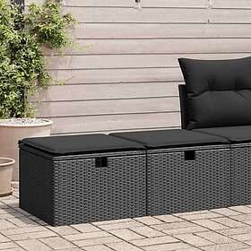 vidaXL Lounge Set with Cushions 2 Pieces Black Faux Rattan Acacia Wood