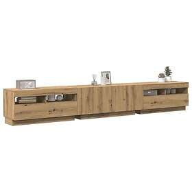 vidaXL TV Stand with LED lights artisan oak 260x35x40 cm engineered wood