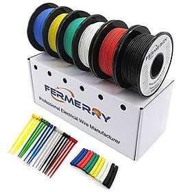 Fermerry 24 AWG tvinnad tråd Silikon förtent koppartrådsspole 6 färger 10 fot va