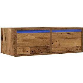 vidaXL Tv-bänk med LED-belysning åldrat trä 75x35,5x25 cm