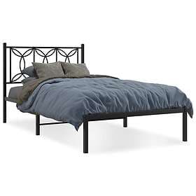 vidaXL Sängram med huvudgavel metall svart 100x190 cm