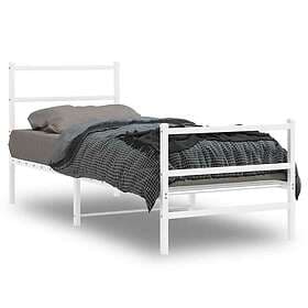 vidaXL Bed Frame with headboard and footboard white metal 80x200 cm