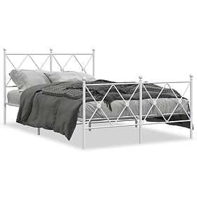 vidaXL Sängram med huvudgavel och fotgavel vit metall 120x190 cm