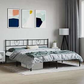vidaXL Sängram med huvudgavel metall svart 193x203 cm