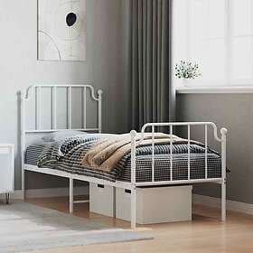 vidaXL Bed Frame with headboard and footboard white metal 75x190 cm