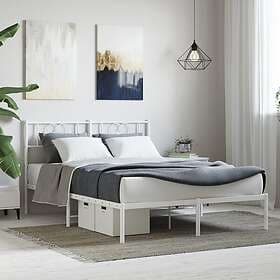 vidaXL Sängram med huvudgavel metall vit 140x200 cm