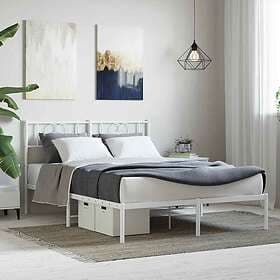 vidaXL Sängram med huvudgavel metall vit 135x190 cm