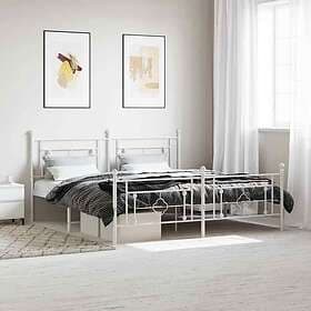 vidaXL Sängram med huvudgavel och fotgavel vit metall 183x213 cm