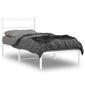 vidaXL Sängram med huvudgavel metall vit 90x190 cm