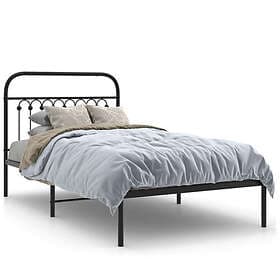 vidaXL Sängram med huvudgavel metall svart 100x190 cm
