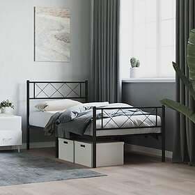 vidaXL Sängram med huvudgavel och fotgavel svart metall 107x203 cm