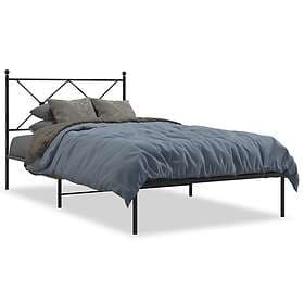 vidaXL Sängram med huvudgavel metall svart 107x203 cm