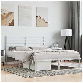 vidaXL Sängram med huvudgavel metall vit 140x200 cm