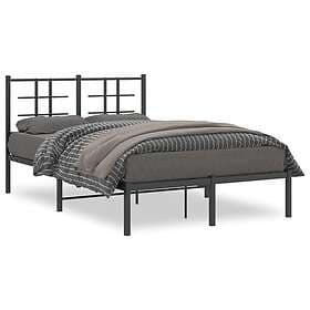 vidaXL Bed Frame with headboard metal black 120x190 cm