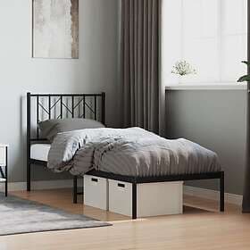 vidaXL Bed Frame with headboard metal black 75x190 cm