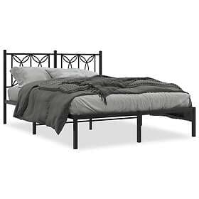 vidaXL Sängram med huvudgavel metall svart 140x190 cm