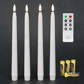 Fanna LED Taper Candle with Timer Battery Operated Real Wax Surface Remote Contr