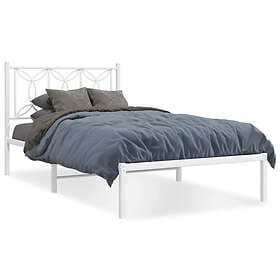 vidaXL Sängram med huvudgavel metall vit 100x200 cm