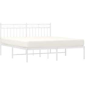 vidaXL Sängram med huvudgavel metall vit 150x200 cm