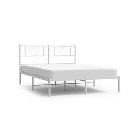 vidaXL Sängram med huvudgavel metall vit 150x200 cm