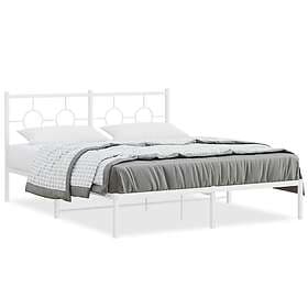 vidaXL Sängram med huvudgavel metall vit 150x200 cm