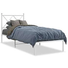 vidaXL Sängram med huvudgavel metall vit 80x200 cm