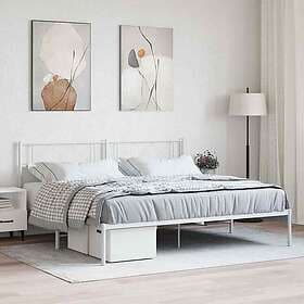 vidaXL Bed Frame with headboard metal white 180x200 cm