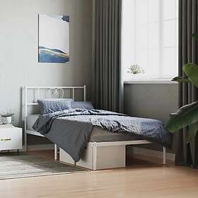 vidaXL Sängram med huvudgavel metall vit 107x203 cm