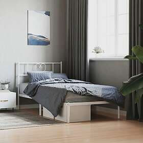 vidaXL Sängram med huvudgavel metall vit 100x200 cm